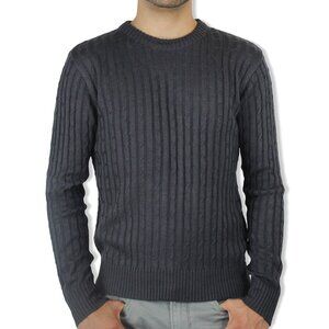 Solid Crew Neck Cable Sweater